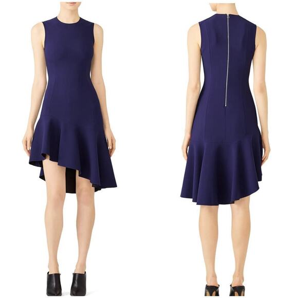 Elizabeth and James Dress Dev Flounce Asymmetric Mini Sleeveless Navy Blue S - Picture 1 of 8